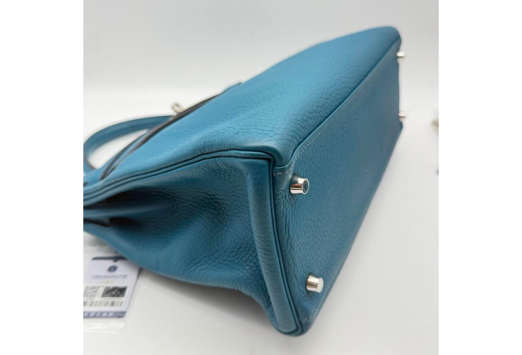 Blue Kelly 32cm - Togo Leather, Palladium Hardware (Ref C346893)