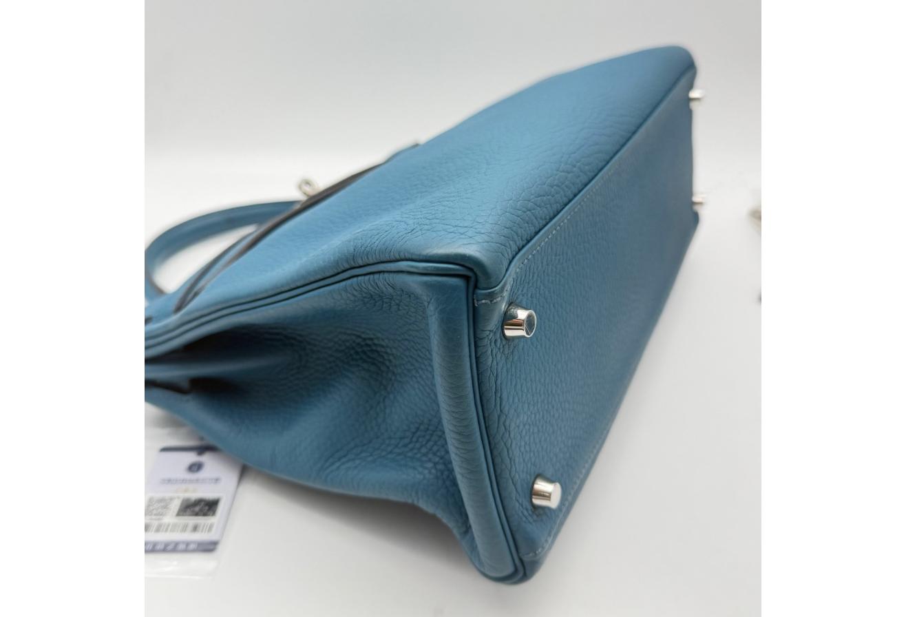 Blue Kelly 32cm - Togo Leather, Palladium Hardware (Ref C346893)