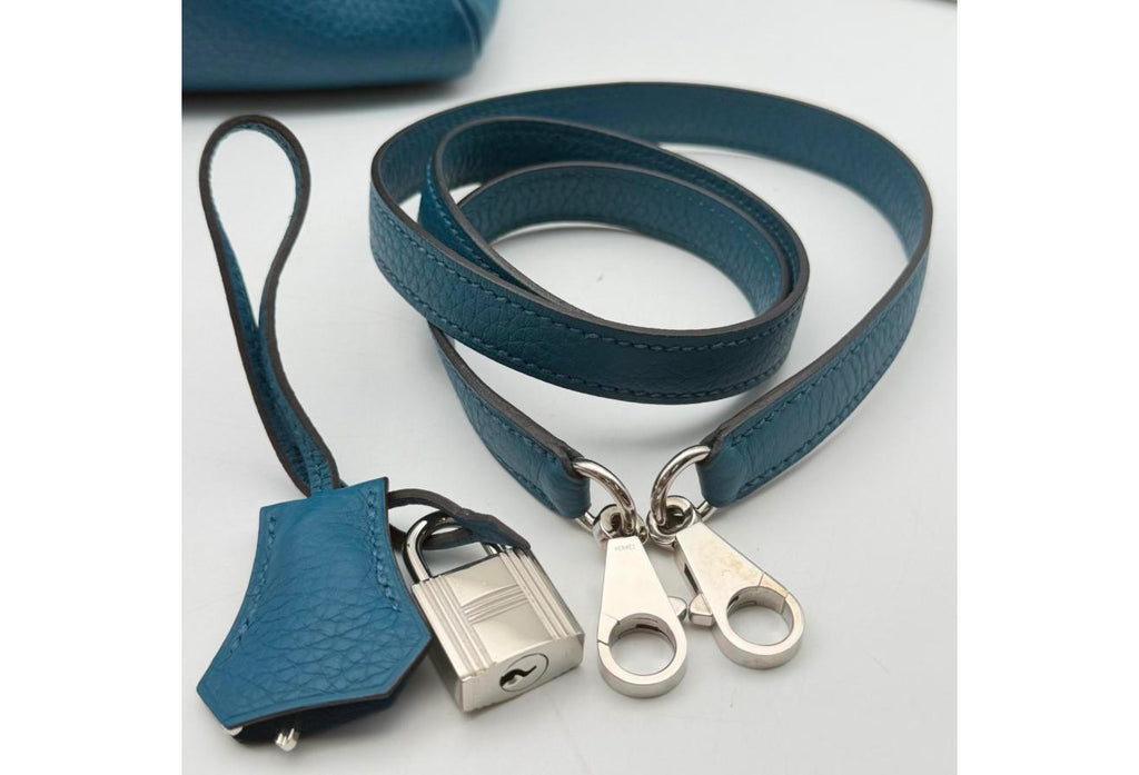 Blue Kelly 32cm - Togo Leather, Palladium Hardware (Ref C346893)