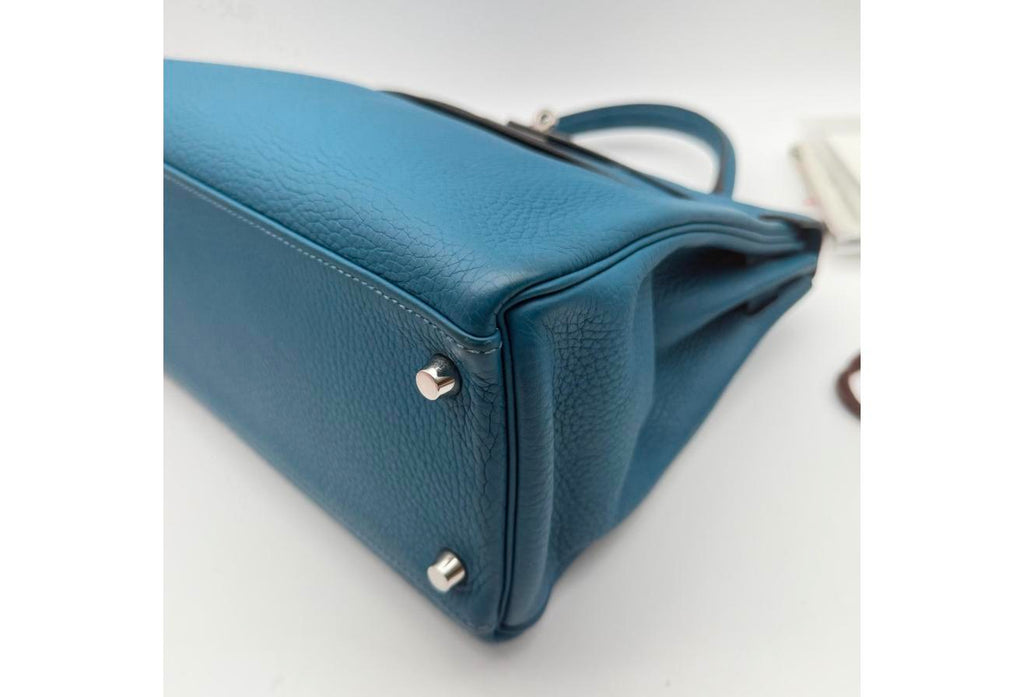 Blue Kelly 32cm - Togo Leather, Palladium Hardware (Ref C346893)