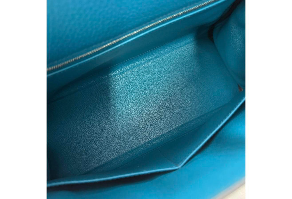 Blue Kelly 32cm - Togo Leather, Palladium Hardware (Ref C346893)