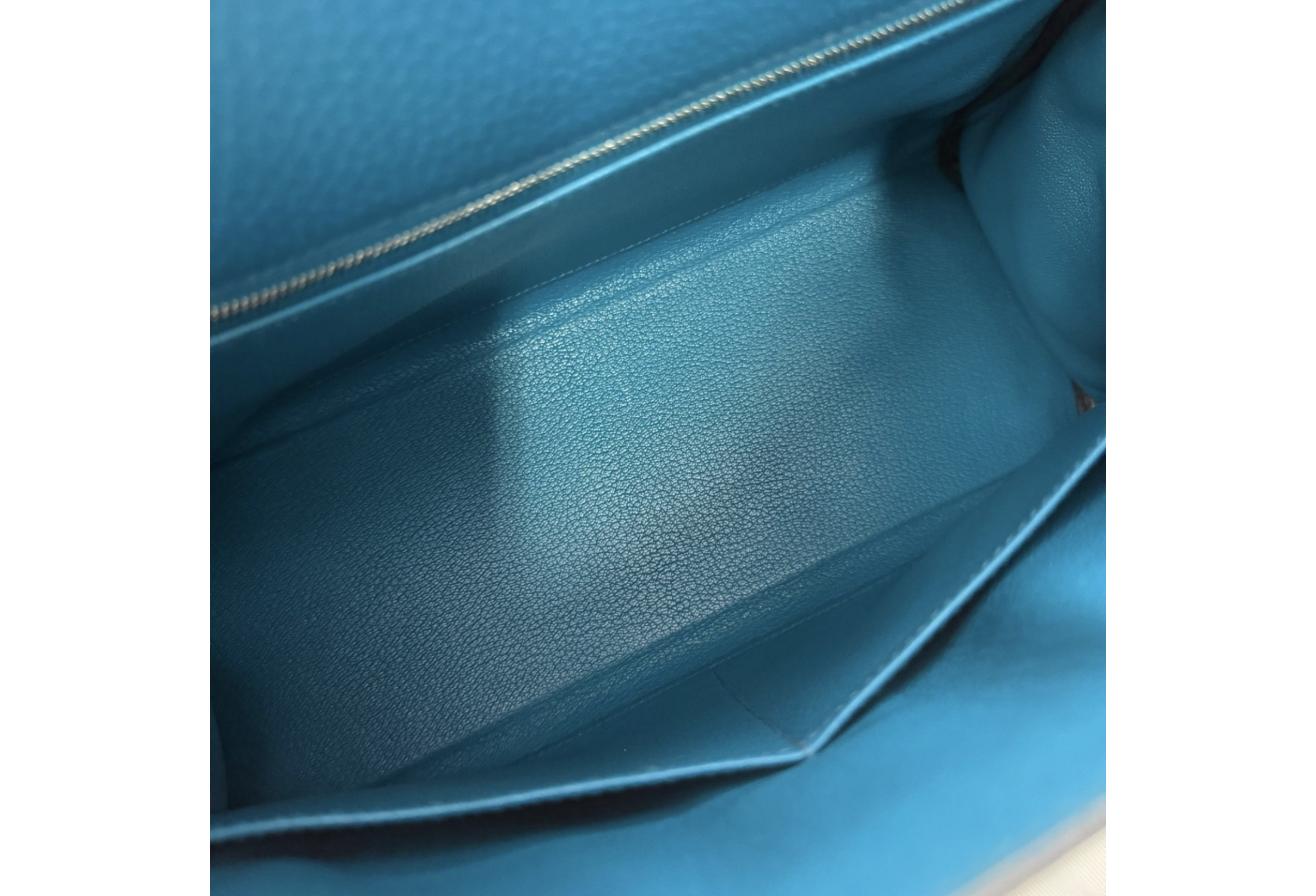 Blue Kelly 32cm - Togo Leather, Palladium Hardware (Ref C346893)