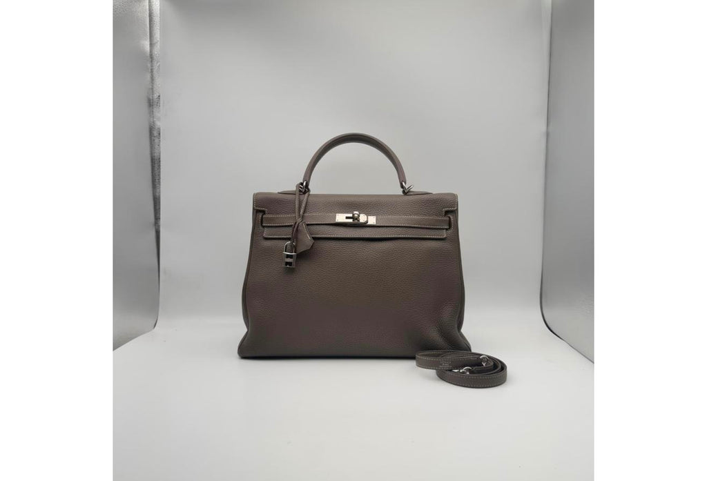 Gray Kelly Retourne 35cm - Togo Leather, Palladium Hardware (Ref C346894)