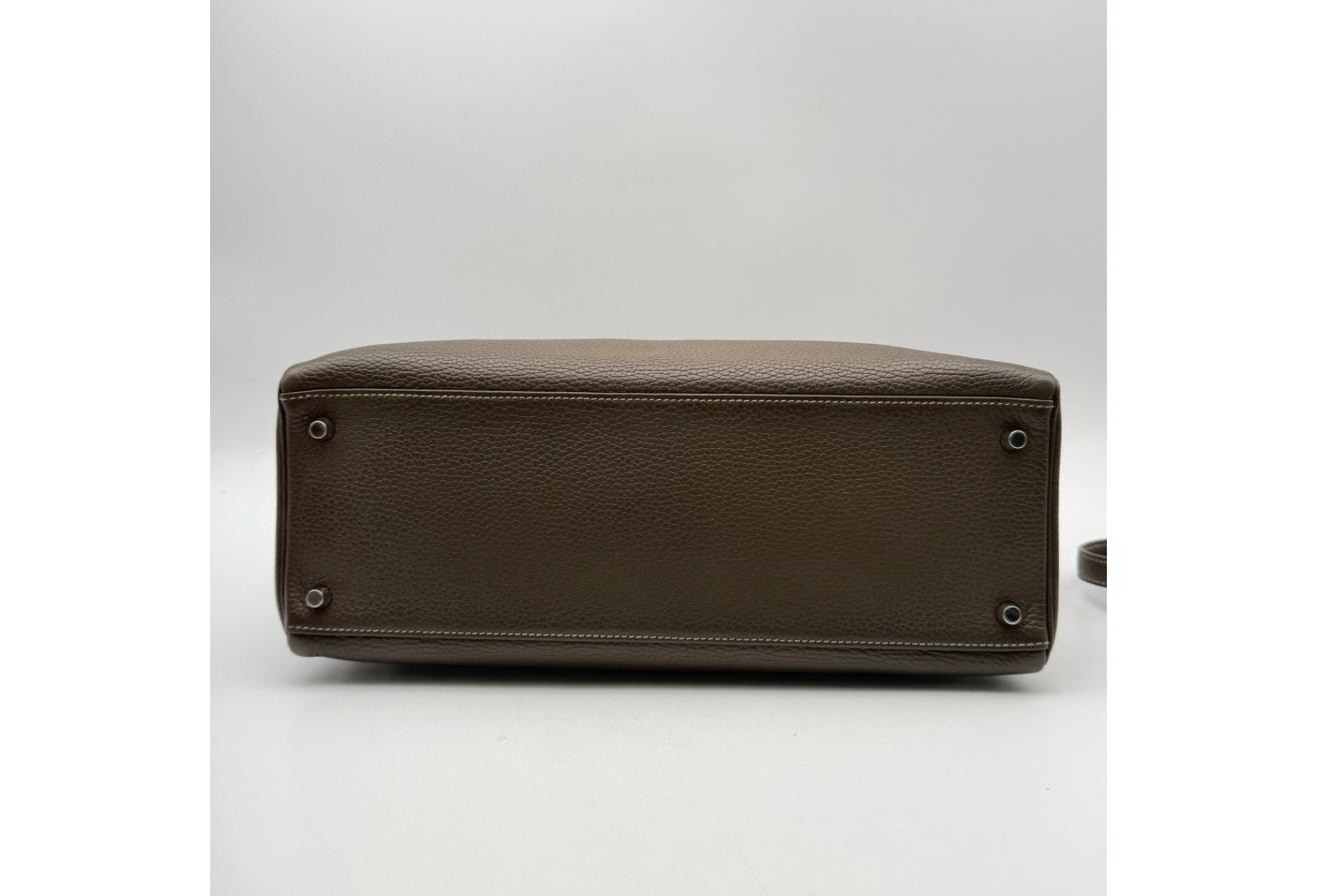 Gray Kelly Retourne 35cm - Togo Leather, Palladium Hardware (Ref C346894)