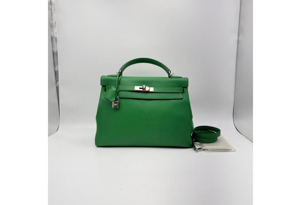 Green Kelly 32cm - Togo Leather, Palladium Hardware (Ref C346899)