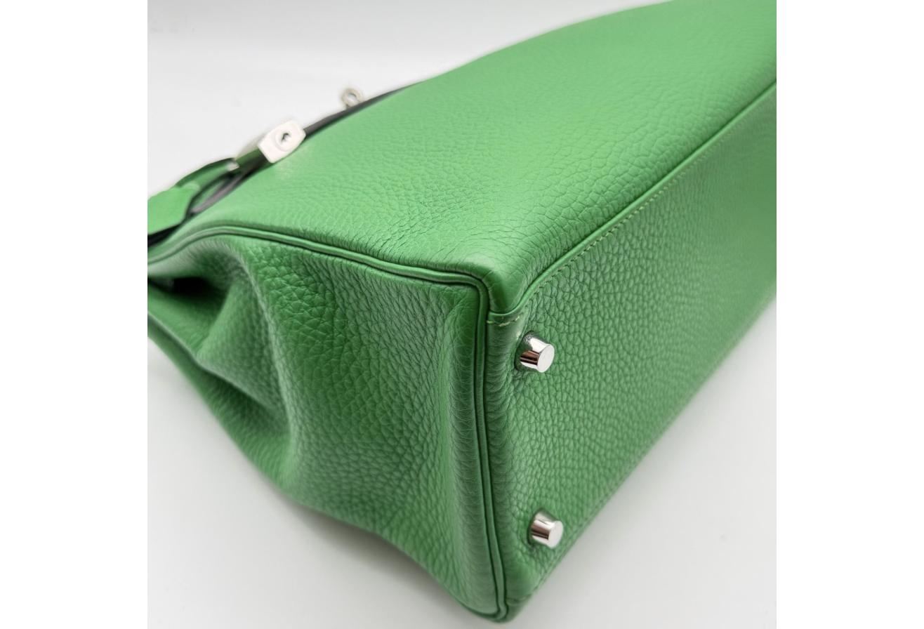 Green Kelly 32cm - Togo Leather, Palladium Hardware (Ref C346899)