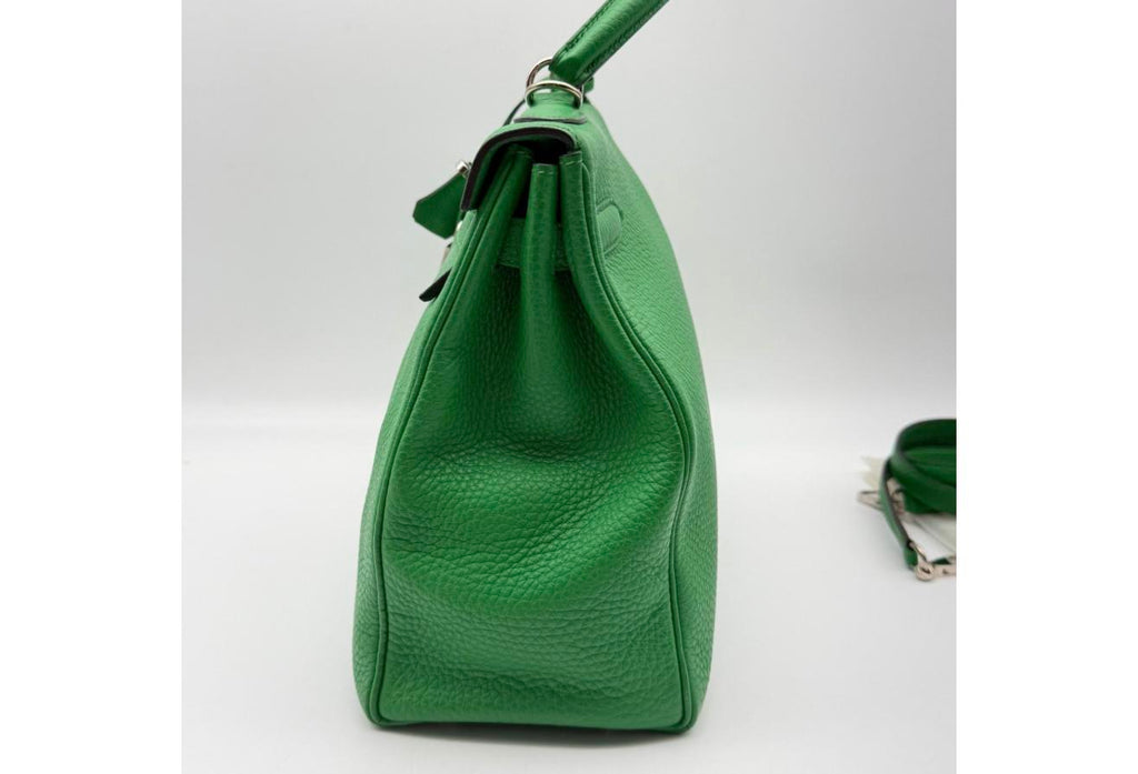 Green Kelly 32cm - Togo Leather, Palladium Hardware (Ref C346899)