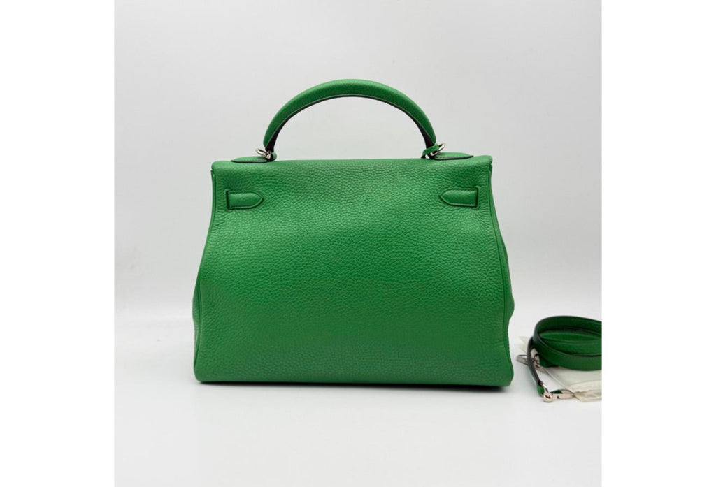 Green Kelly 32cm - Togo Leather, Palladium Hardware (Ref C346899)