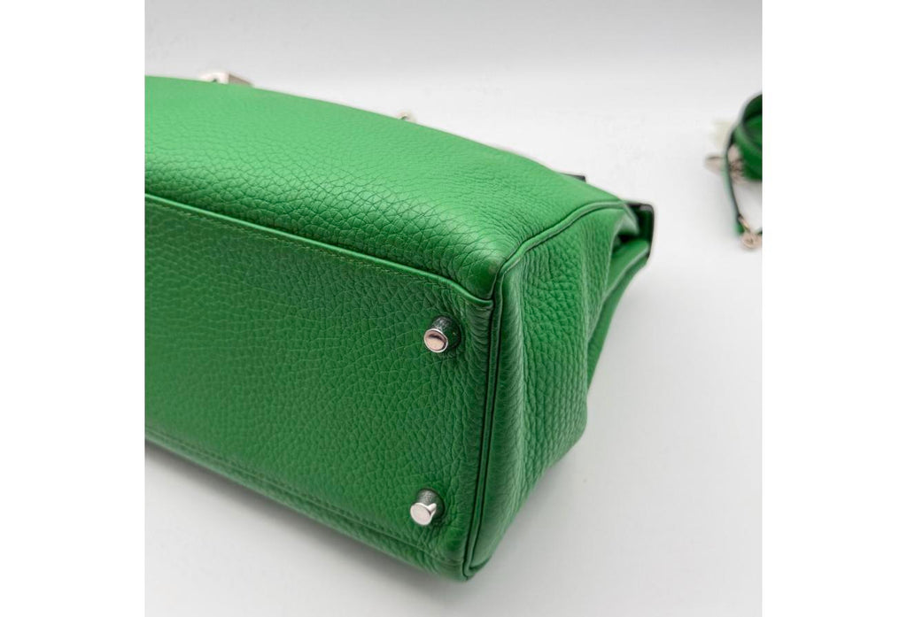 Green Kelly 32cm - Togo Leather, Palladium Hardware (Ref C346899)