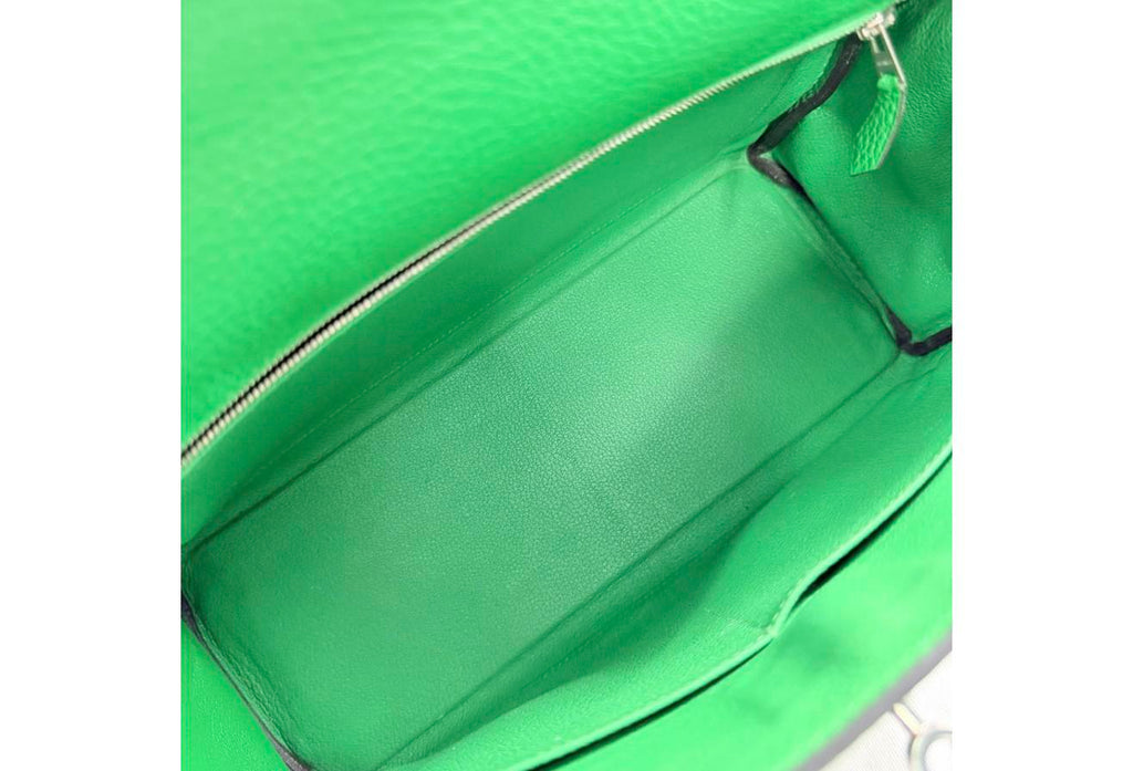 Green Kelly 32cm - Togo Leather, Palladium Hardware (Ref C346899)