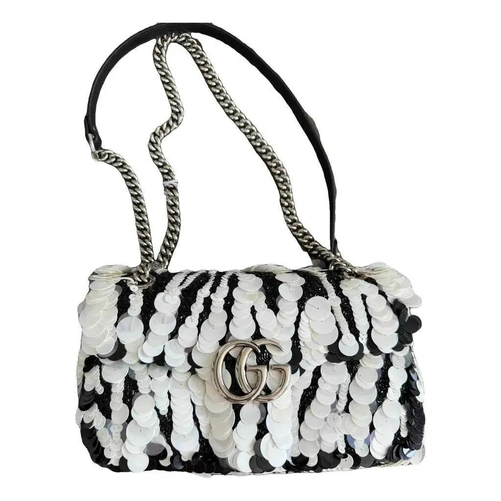 Gucci GG Marmont sequined zebra-stripe shoulder bag
