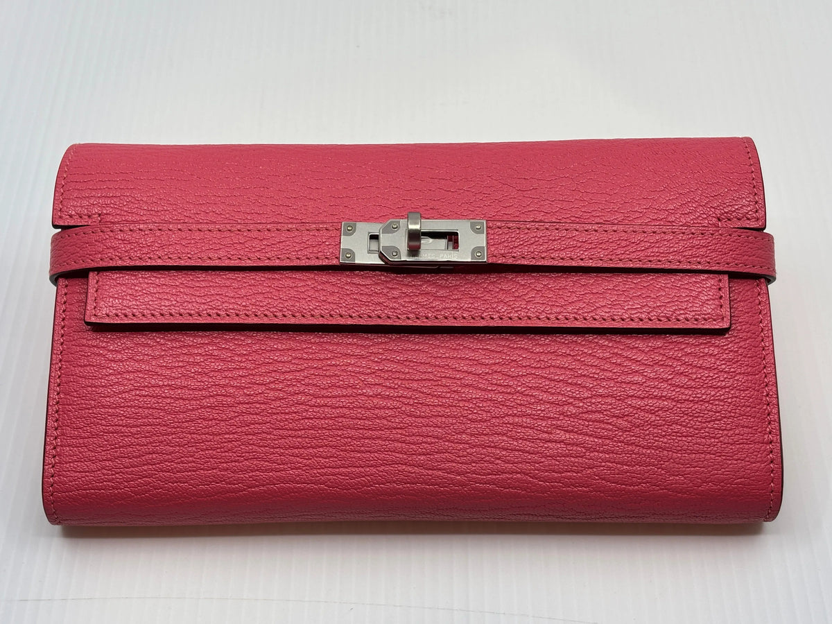 Hermes Kelly Long Wallet Pink Leather NM924-34