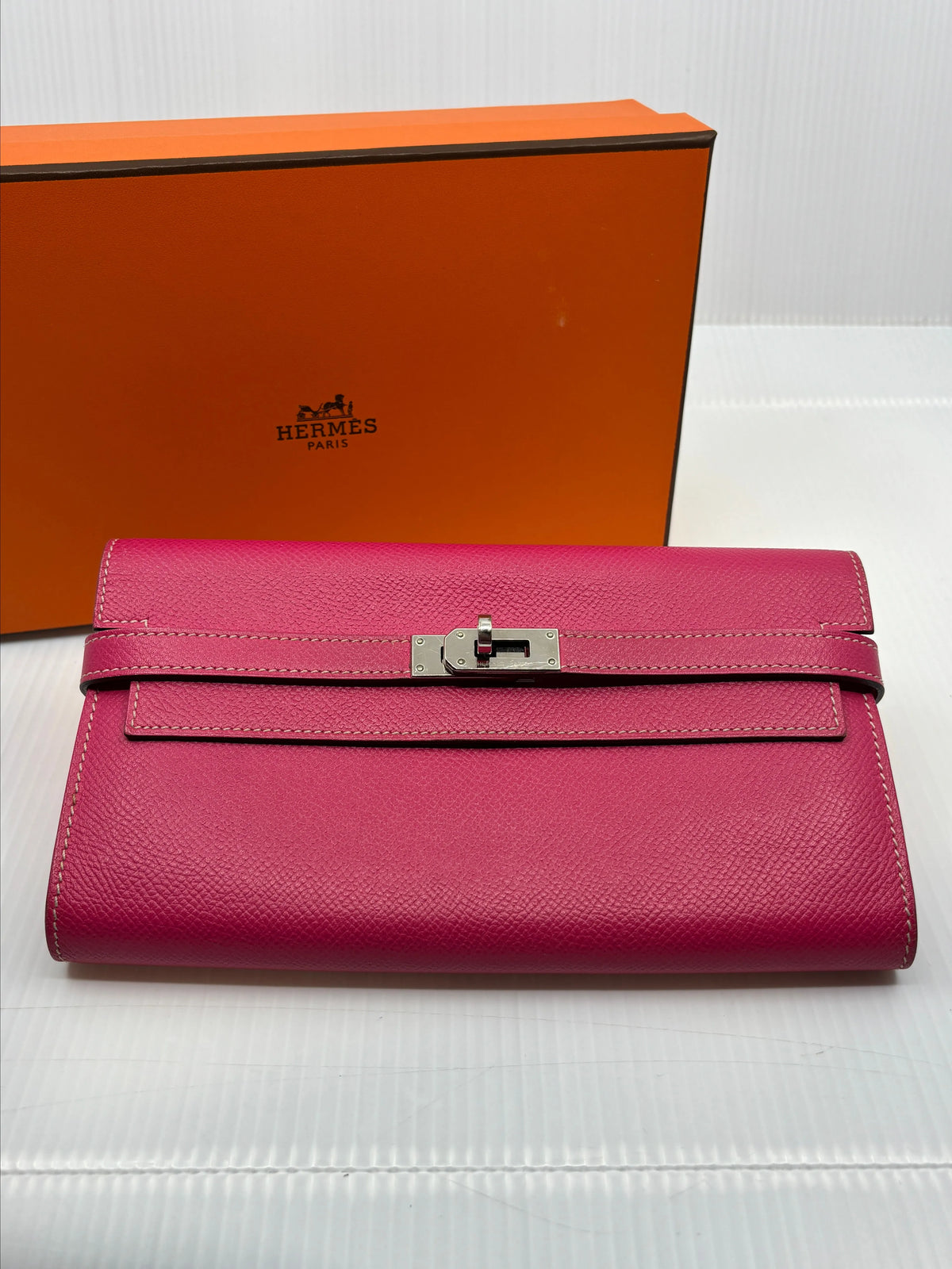 Hermes Kelly Classic Wallet Rose Epsom Leather with Box NM924-38