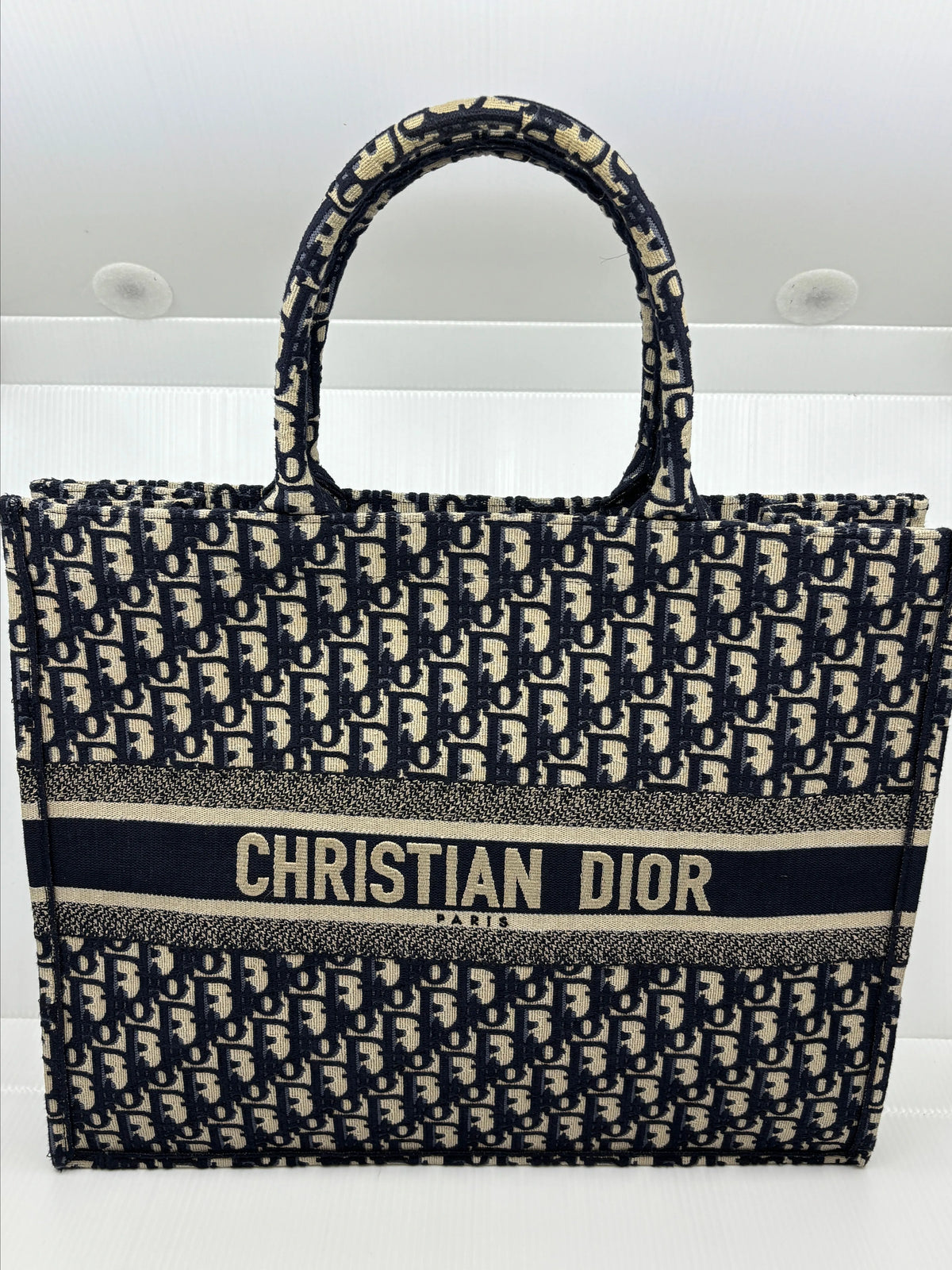 Christian Dior Oblique Book Tote Navy NM724-1