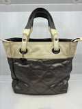 Chanel Paris-Biarritz Tote Black Quilted Leather and Canvas NM924-29