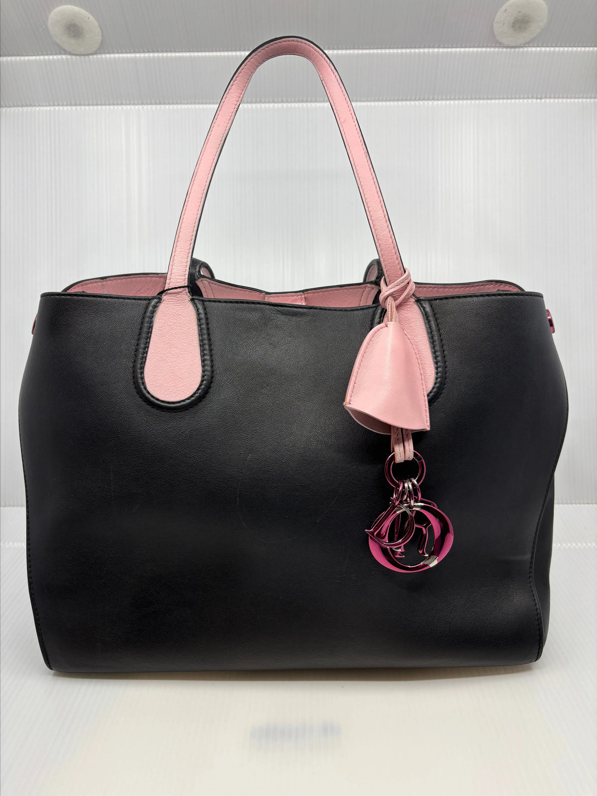 Christian Dior Diorissimo Leather Tote Black & Pink NL918-22