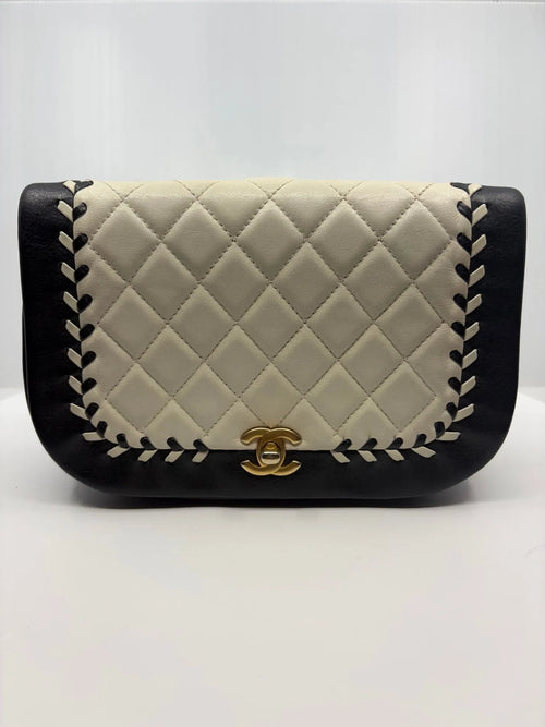 Chanel Bicolor Braided Saddle Flap Bag (NC827)
